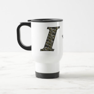 Monogram Initial I Hydrangea Flowers Personalised Travel Mug