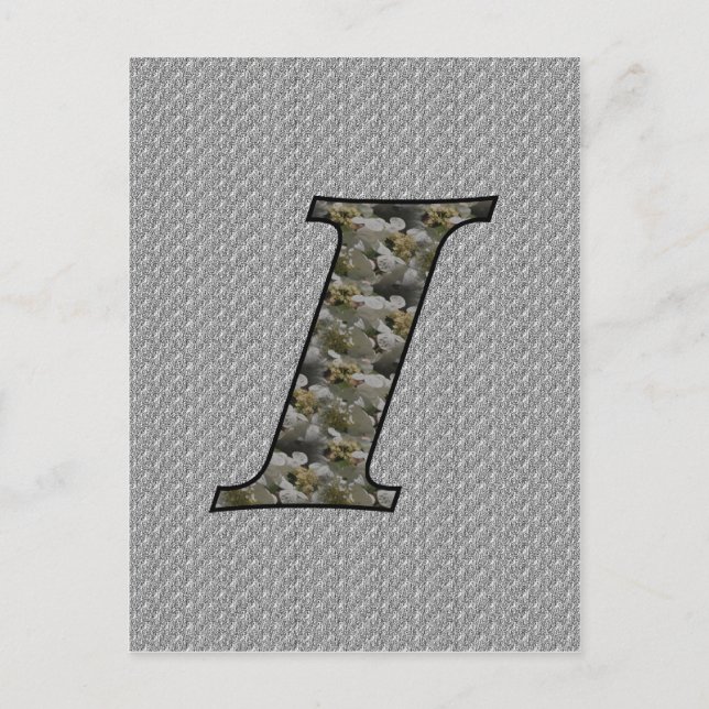 Monogram Initial I Hydrangea Flowers Postcard (Front)