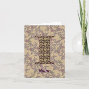 Monogram Initial I Vintage Floral Personalised Note Card