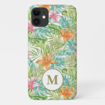 Monogram Initial iPhone Personalised Tropical Case