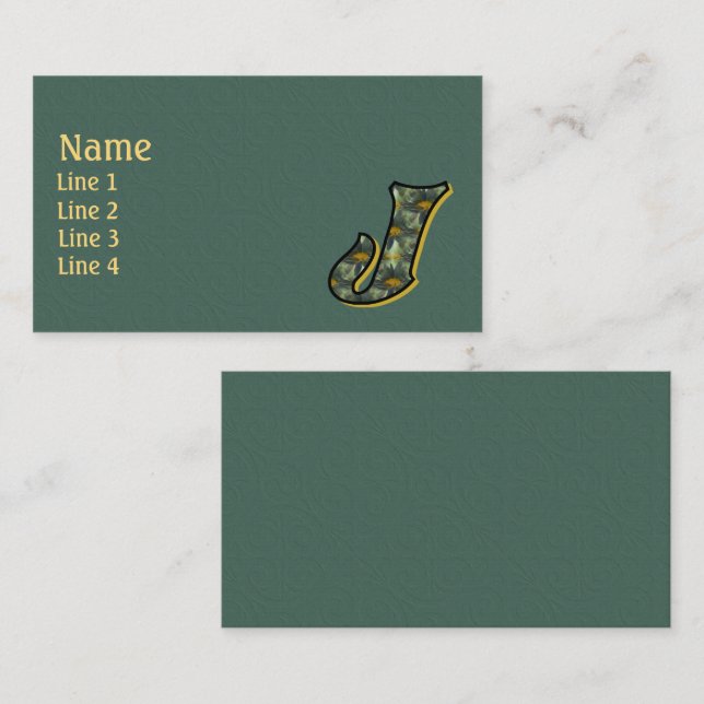 Monogram Initial J Daisies Floral Art Business Card (Front/Back)