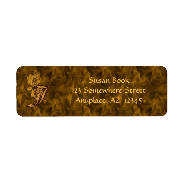 Monogram Initial J Gold Peony Return Address  (Front)
