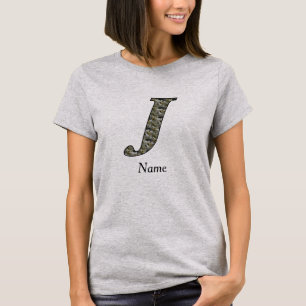 Monogram Initial J Hydrangea Flowers Personalised T-Shirt
