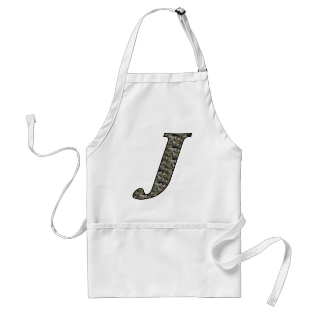 Monogram Initial J Hydrangea Flowers Standard Apron (Front)