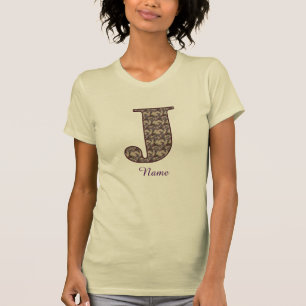Monogram Initial J Vintage Floral Personalised T-Shirt