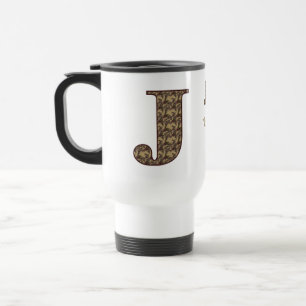 Monogram Initial J Vintage Floral Personalised Travel Mug