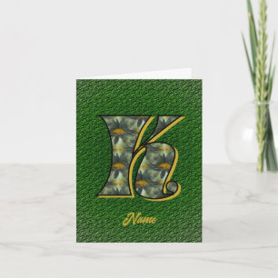 Monogram Initial K Daisies Art Personalised Note Card