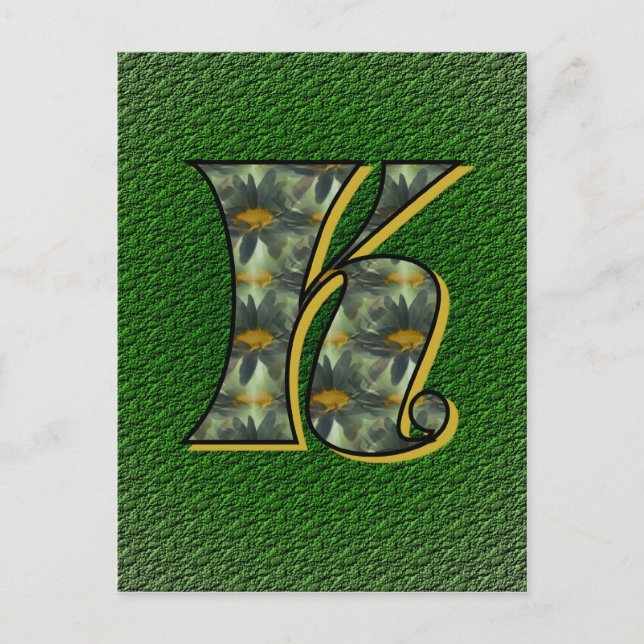 Monogram Initial K Daisies Flower Art Postcard (Front)