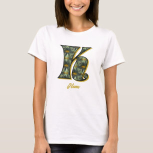 Monogram Initial K Daisy Flower Art Personalised T-Shirt
