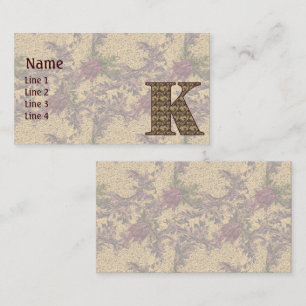 Monogram Initial K Elegant Vintage Floral Business Card