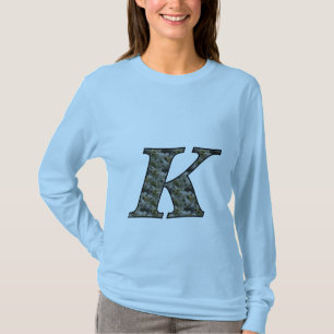 Monogram Initial K Hydrangea Floral T Shirt