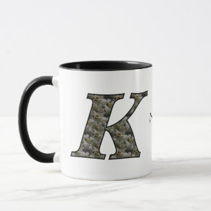 Monogram Initial K Hydrangea Flowers Personalised Mug