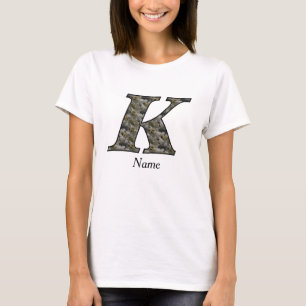 Monogram Initial K Hydrangea Flowers Personalised T-Shirt
