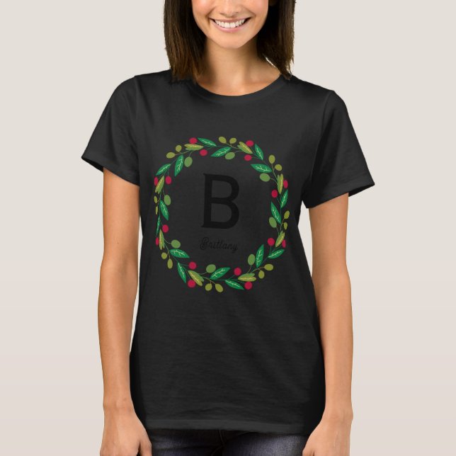 Monogram Initial Kids Family Christmas  T-Shirt (Front)