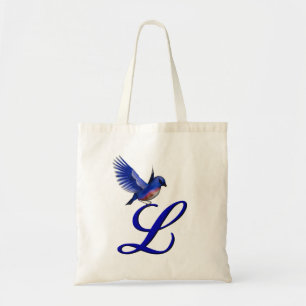 Monogram Initial L Bluebird Tote Bag
