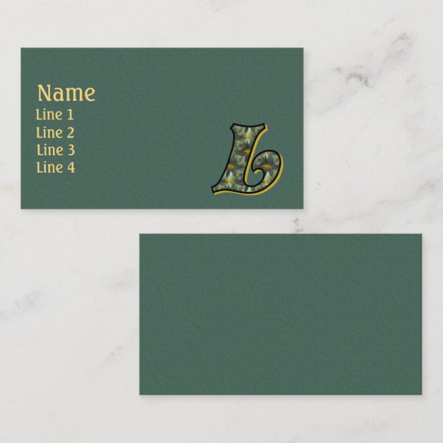 Monogram Initial L Daisies Floral Art Business Card (Front/Back)