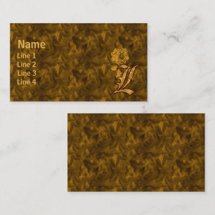 Monogram Initial L Elegant Gold Peony Flower Business Card