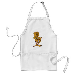 Monogram Initial L Elegant Gold Peony Flower Standard Apron