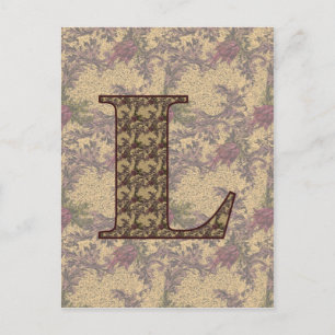 Monogram Initial L Elegant Vintage Floral  Postcard