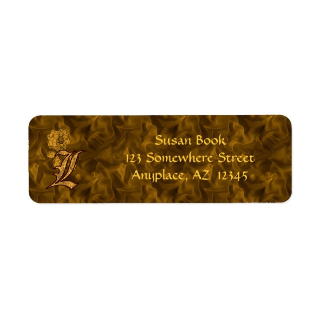 Monogram Initial L Gold Peony Return Address  (Front)