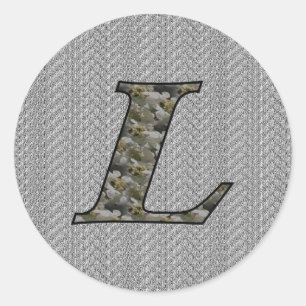Monogram Initial L Hydrangea Floral Sticker