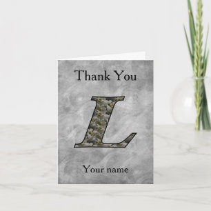 Monogram Initial L Hydrangea Flowers Personalised Thank You Card