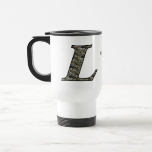 Monogram Initial L Hydrangea Flowers Personalised Travel Mug