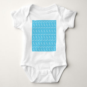 Monogram Initial Letter A, Aqua Blue Baby Bodysuit