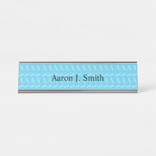 Monogram Initial Letter A, Aqua Blue Desk Name Plate