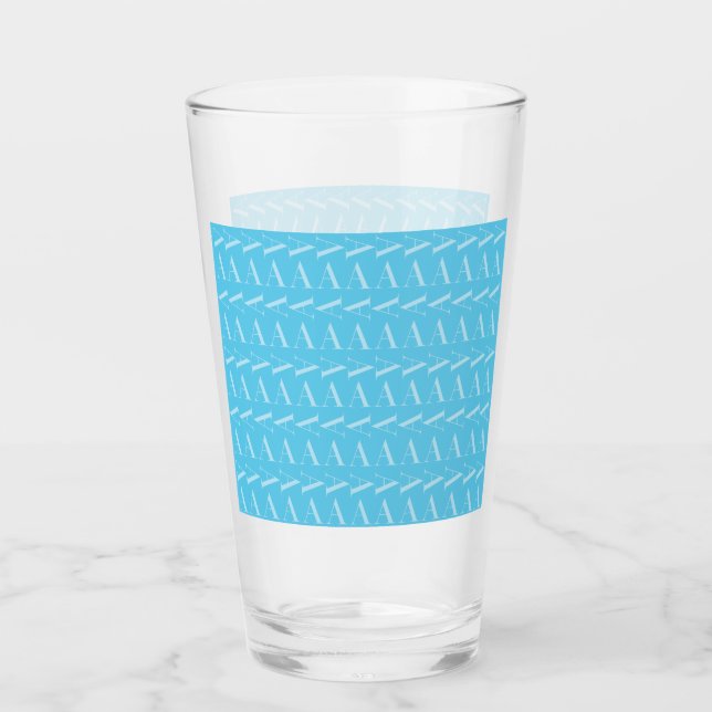 Monogram Initial Letter A, Aqua Blue Glass (Front)