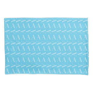 Monogram Initial Letter A, Aqua Blue Pillowcase