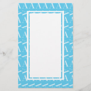 Monogram Initial Letter A, Aqua Blue Stationery