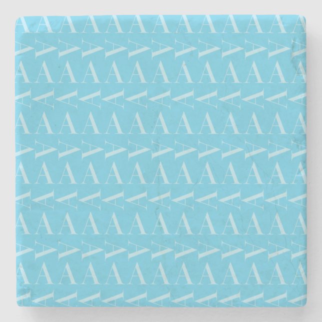 Monogram Initial Letter A, Aqua Blue Stone Coaster (Front)