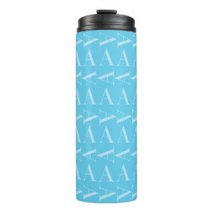 Monogram Initial Letter A, Aqua Blue Thermal Tumbler
