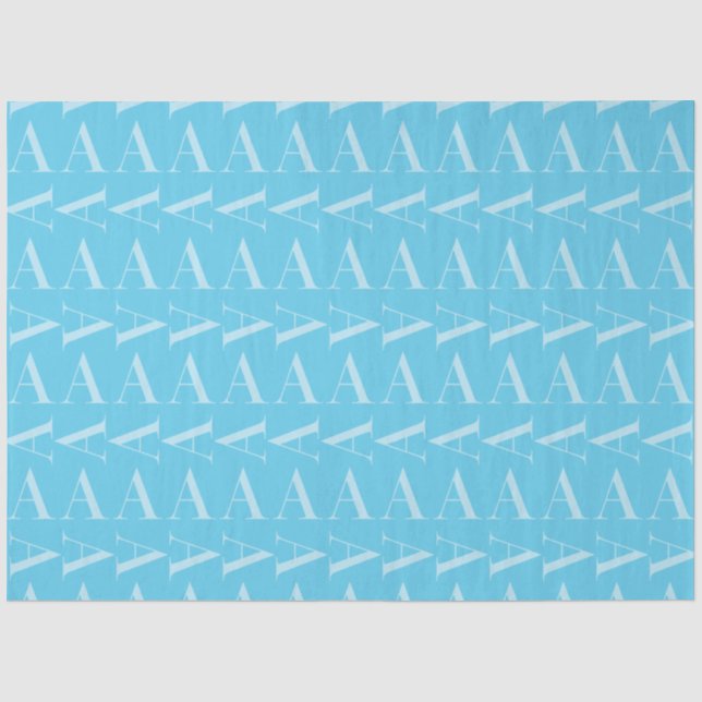 Monogram Initial Letter A, Aqua Blue Tissue Paper (Front)