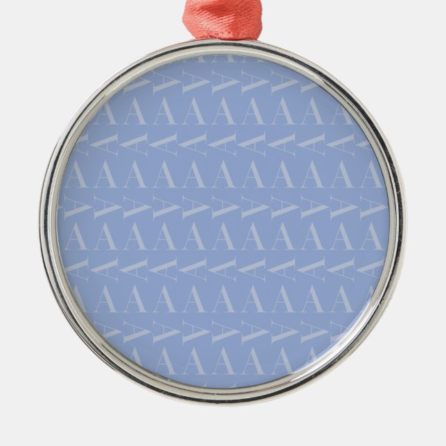 Monogram Initial Letter A, Blue Metal Tree Decoration (Front)