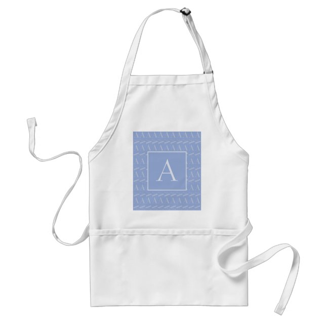 Monogram Initial Letter A, Blue Standard Apron (Front)