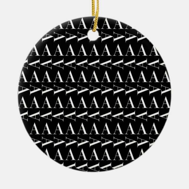 Monogram Initial Letter A, Choose Background Colou Ceramic Tree Decoration (Front)