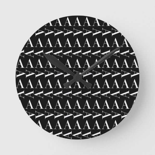 Monogram Initial Letter A, Choose Background Colou Round Clock (Front)