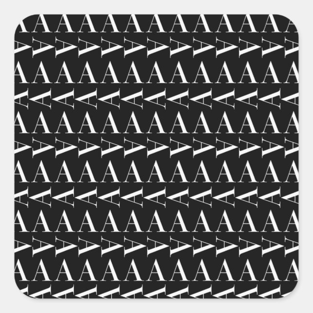 Monogram Initial Letter A, Choose Background Colou Square Sticker (Front)