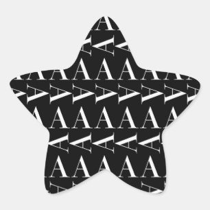 Monogram Initial Letter A, Choose Background Colou Star Sticker