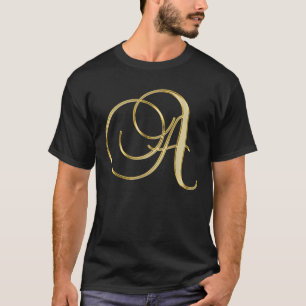 Monogram Initial Letter A Gold T-Shirt