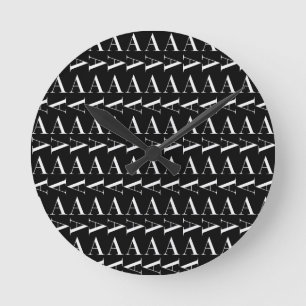 Monogram Initial Letter A Round Clock