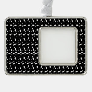Monogram Initial Letter A Silver Plated Framed Ornament
