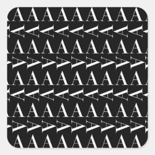 Monogram Initial Letter A Square Sticker
