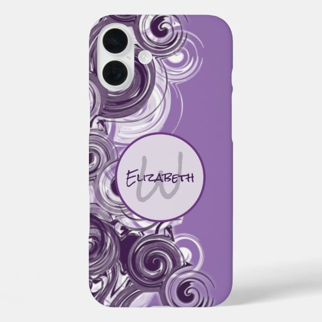 Monogram Initial Letter Abstract Swirling Waves Case-Mate iPhone Case (Back)