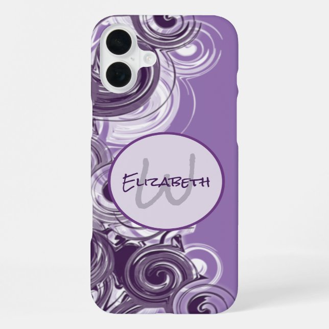 Monogram Initial Letter Abstract Swirling Waves iPhone Case (Back)