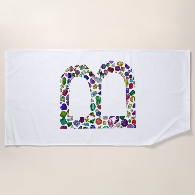 Monogram Initial Letter B Beach Towel (Front)