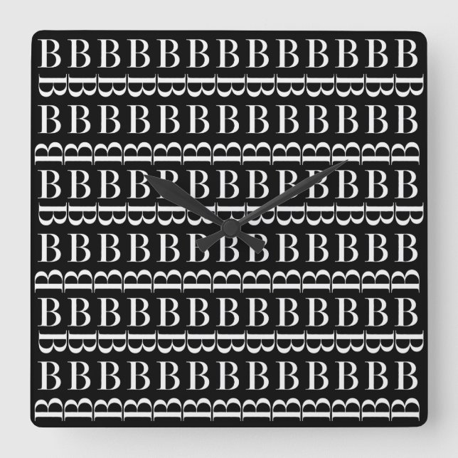 Monogram Initial Letter B, Choose Background Colou Square Wall Clock (Front)