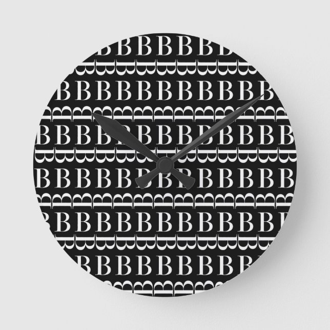Monogram Initial Letter B Round Clock (Front)